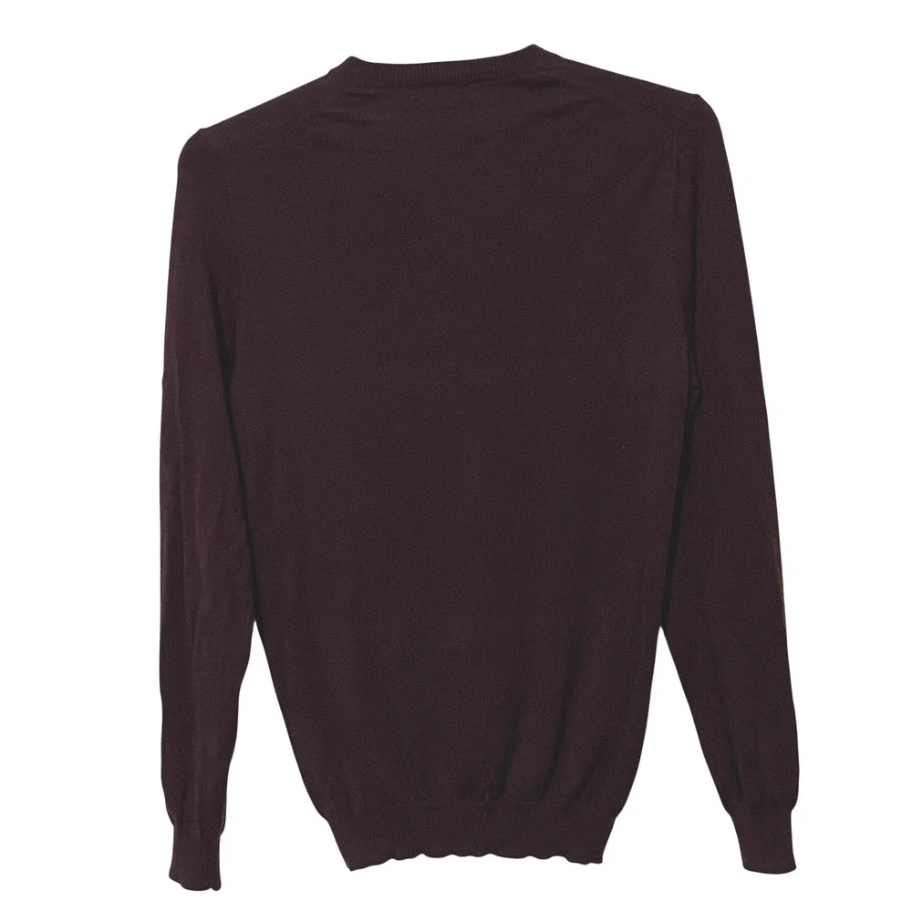 Extra Fine Merino Wool V-Neck Mens Sweater M Purple Dark Academia Preppy‎ Casual